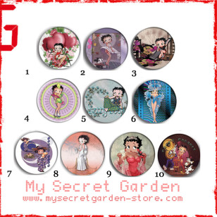 Betty Boop - Pinback Button Badge Set 1a or 1b ( or Hair Ties / 4.4 cm Badge / Magnet / Keychain Set )